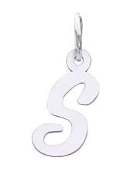 14K White Gold Small Script Initial Letter S Charm