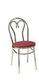 Cabaret Dining/Cafe' Chair, Wine Upholstery Seat, Metal Sweetheart Back, 18 Ga. 7/8'' Steel Round - Sells As: 1 Each