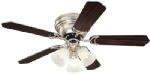 IMAGE OF Westinghouse 7861500 Contempra Trio Three-Light 42-Inch Five-Blade Ceiling Fan, Brushed Nickel with Frosted Glass Shades
