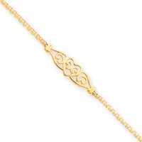 14k Heart Anklet - 9 Inch - Lobster Claw by JewelryWeb