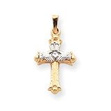 14k Two-Tone Gold Claddagh Cross Pendant