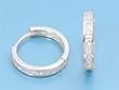 Sterling Silver Huggie Earrings with Clear CZ - Size: 17 mm x 3 mm