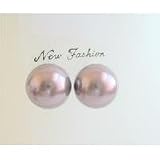 UER015 Mauve Pearls Stud Earrings 10mm Genuine Swarovski 10mm Pearls Surgical Post Stud Earrings