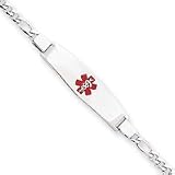 Sterling Silver Non-enameled Medical ID Figaro Link Bracelet