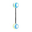 Stainless Steel with UV Barbell Blue/Green Double Colored Swirl Sold as a Pair