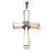 Sterling Silver Popcorn Chain Marcasite MOP Cross Pendant - 18 Inch - Italian