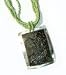Twin Palm Blacklip Mother of Pearl Rectangular Framed Shell Green Bead Necklace P13-F