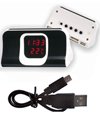4-Port USB Hub with Clock and Temperature Display (Black White) for Usb hub computer components