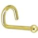 Solid 14k Yellow Gold 1.5mm Ball Left Nostril Screw 20 Gauge 1/4
