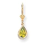 14k 8x5mm Pear Peridot leverback earring XLB103PE