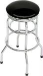 OTEM Barstool w 2 Foot Rings - Chrome Seat Ring w Swivel Solid Black OTEM 801025
