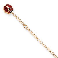 14k Enameled Ladybug Anklet - 9 Inch by JewelryWeb