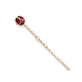 14k Enameled Ladybug Anklet - 9 Inch by