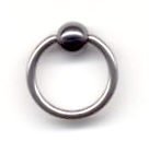 Titanium Ball Closure Ring in Polished with Hematite Bead 14 gauge by 5/16