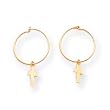 Sardelli - 14kt Gold Endless Hoop w/Small Cross Earrings