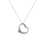 Sterling Silver Designer Style Open Floating Heart Charm Pendant Necklace