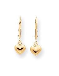 14k "Childrens" Puffed Heart Drop Earrings