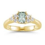 0.60 Cts Diamond and 1.90 Cts Green Amethyst Ring in 18K Yellow Gold