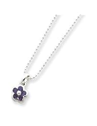 Sterling Silver Amethyst Flower Pendant w/ 16" Chain