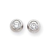 Sardelli - 14k White Gold 5mm Bezel Set Cubic Zirconia Post Earrings
