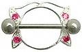 Sterling Silver Nipple Shield with Gems, in 14g (Gauge), Sold Individually