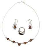 Discount Jewelry Earring & Necklace Sets Sterling Silver & Tiger'seye Gemstones