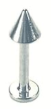 14 Gauge 5/16 - Solid 14kt White Gold Labret Stud Lip Ring - 4mm Spike