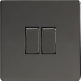 XDi2S - Varilight - Flat Plate Screwless - Iridium Black - 2 Gang 2 Way 10A Light Switch