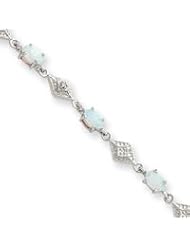 Sterling Silver White Created Opal Bracelet