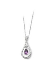 Silver February CZ 18" Birthstone Necklace