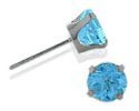 Genuine 2.5mm Blue Topaz 14 Karat White Gold Round Earrings
