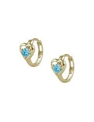 Baby 14K Yellow Gold Heart December Birthstone Huggie Hoop Earrings