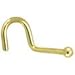 Solid 14k Yellow Gold 1.5mm Ball Right Nostril Screw 18 Gauge 1/4
