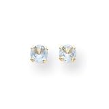 14k 3mm Synthetic Aquamarine Birthstone Childrens Earrings