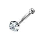 316L Surgical Steel Nose Bone Ring 1.5mm Round Clear CZ 18G FREE Nose Ring Backing