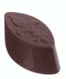 Chocolate Mold: Barquette with Fleur-de-Lys imprint. 44 mm x 21 mm x 18 mm deep. 32 cavities