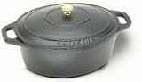 Paderno World Cuisine 13.75 by 10.5 Inch Black Oval Dutch Oven