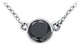 14K White Gold : Bezel Set Round Black Diamond Solitaire Pendant - 1.50 CT. TW.