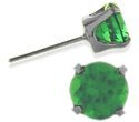 Genuine 3mm Emerald 14 Karat White Gold Baby Earrings