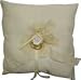 Ivory Square Wedding Ring Cushion with Rose