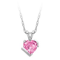 Lab-Created Pink Sapphire and Diamond Pendant in 10K White Gold by Littman Jewelers