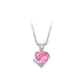Lab-Created Pink Sapphire and Diamond Pendant in 10K White Gold by