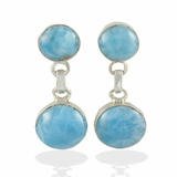 Double Round Larimar Earrings