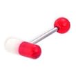 Stainless Steel with UV White/Red Pill Barbell Sold as a Pair