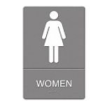 o Quartet o - ADA Restroom Sign, Women Wheelchair Accessible Symbol, Molded Plastic, 6 x 9