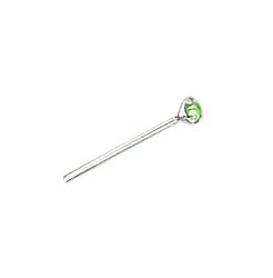 Sterling Silver Lt Green Stone Nose Stud - 1.8 mm Straight - Sold as a Pair