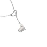 White Ice Skates Heart Lariat Charm Necklace [Jewelry]