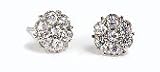 14K White Gold Stud Earrings with Prong Set Diamonds