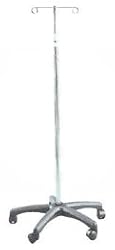 Deluxe Stainless Steel I.V. Pole With Aluminum Base, 5-Leg