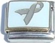 Clearly Charming Gray Ribbon Diabetes, Brain Cancer Awareness Italian Charm